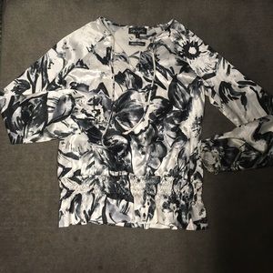 Black and white flower blouse